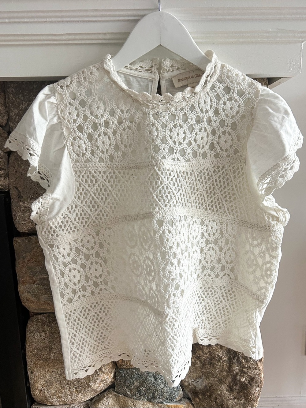 White Crochet Womens Top (Medium)